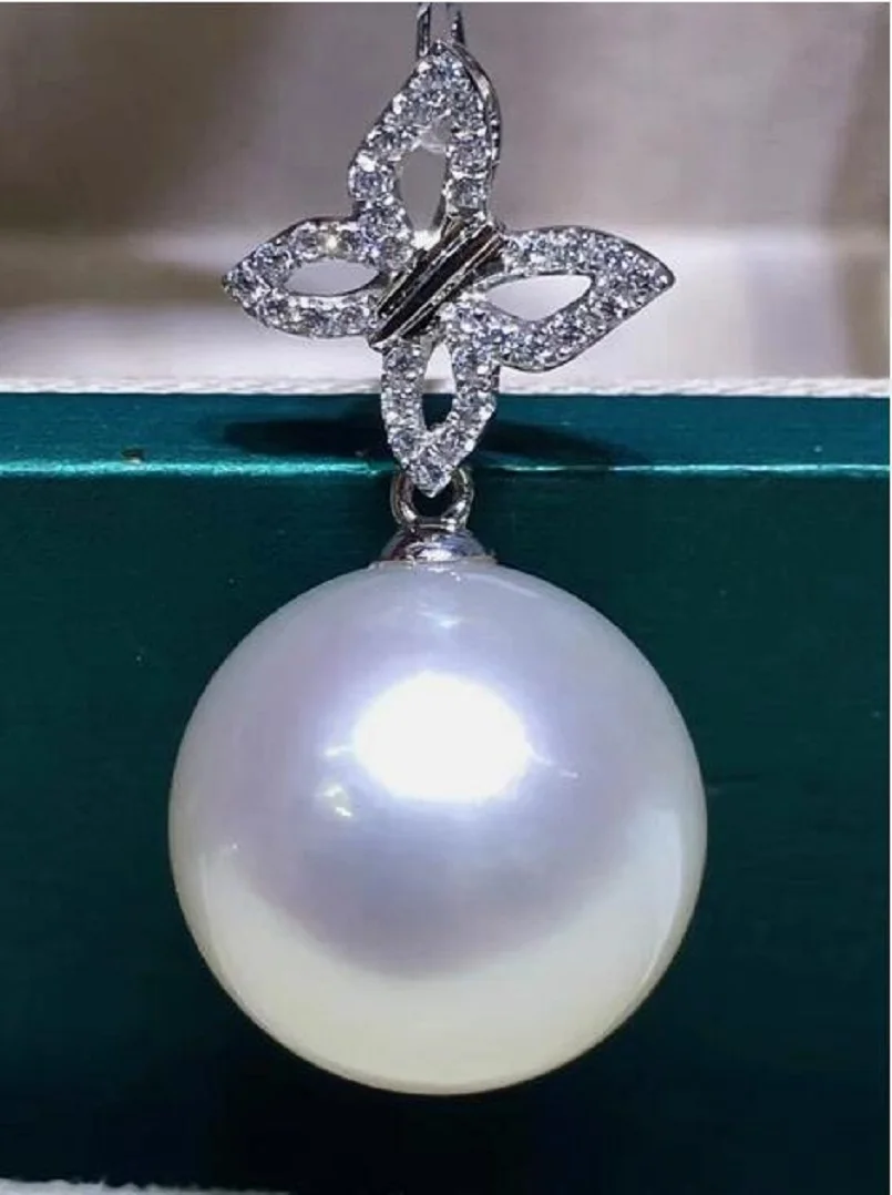 

Gorgeous AAAAA 10-11mm Natural South China Sea White Gem Pearl Pendant Necklace 925S
