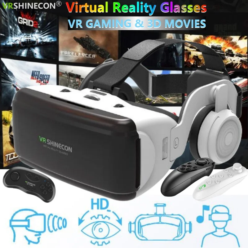 

G06E Virtual Reality VR Glasses IMAX HD 3D Glasses Google Cardboard Box Stereo VR Headset for IOS Android Phone,Support Gamepad