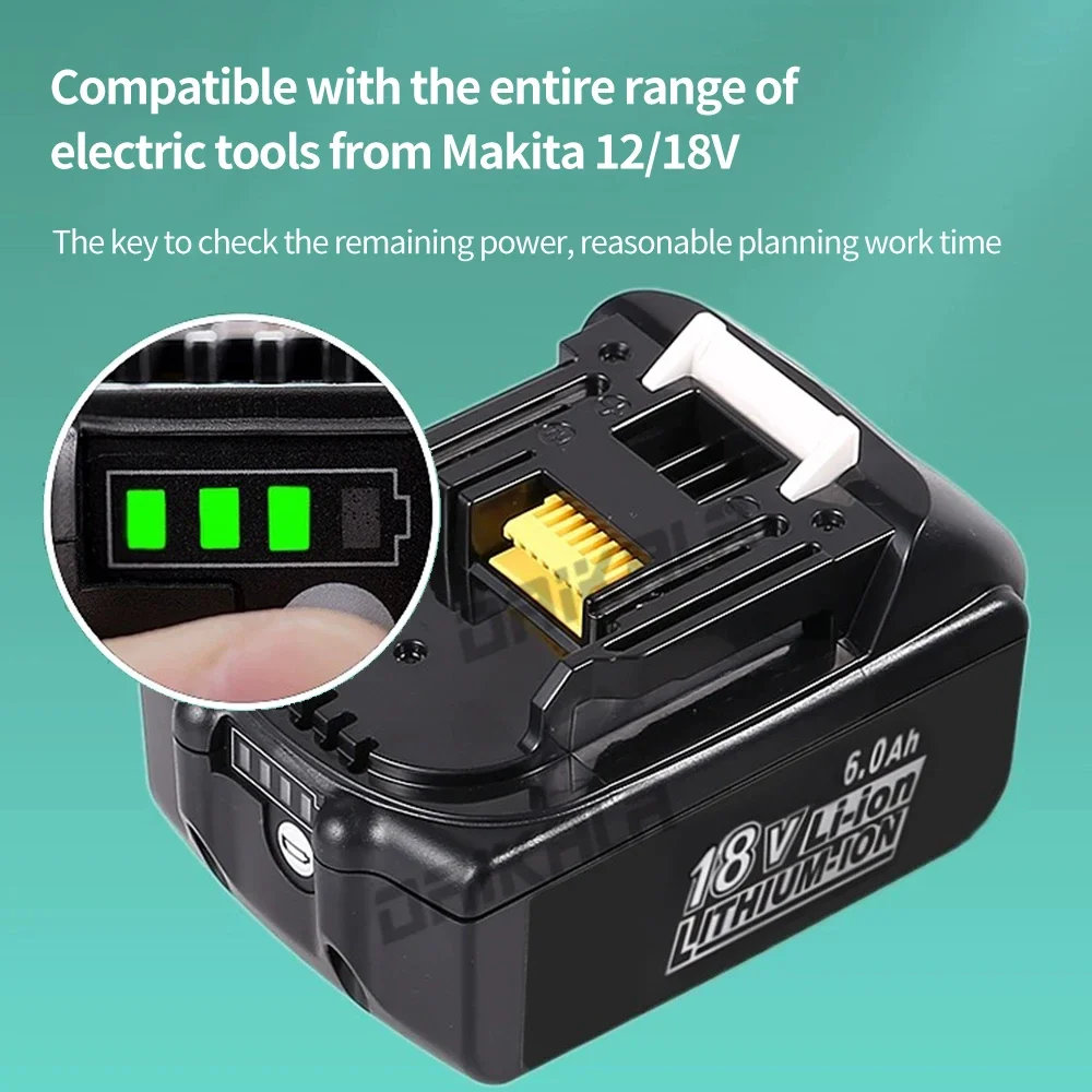 

18V 6Ah lithium-ion rechargeable battery, replacement Makita BL1860 BL1830 BL1840 BL1850 BL1860B LXT 400 power tools batteries