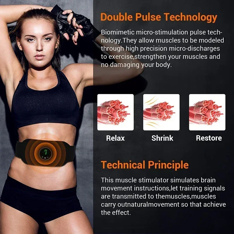 

Belt Abdominal Fat Muscle Lose Burn Trainer Vibration Toning Belly Unisex Rechargeable Stimulator Electric Weight Waist