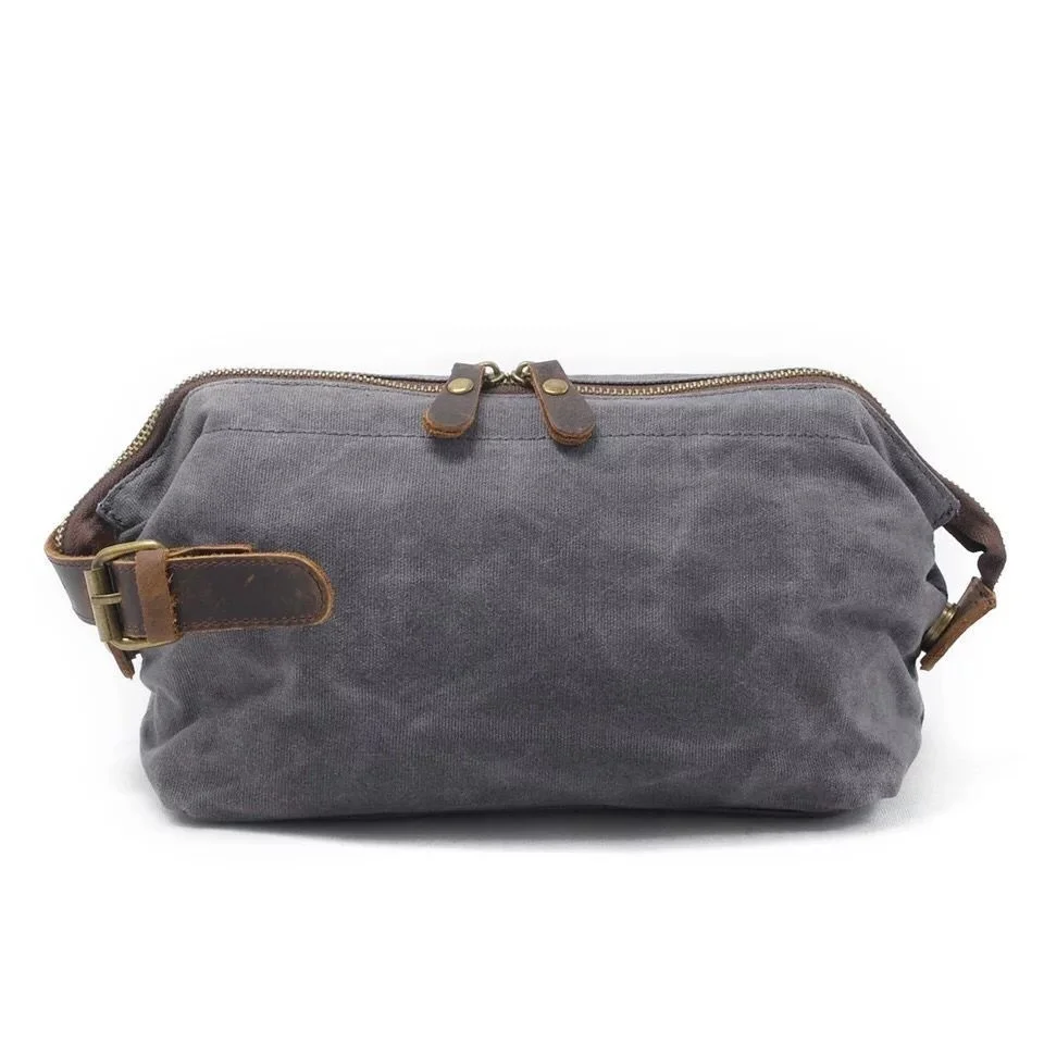 

Men hand caught oil wax canvas toiletry bags restoring ancient ways Wrist Wrap Purses On Carry Travel Storage Bag Male Cluthes