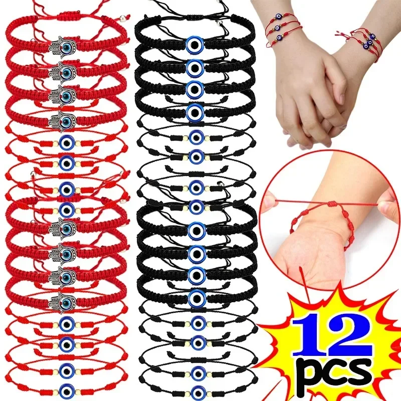 6/12pcs Evil Devil's Eye Bracelets Lucky Handmade Red Rope Adjustable Braided String Couple Girl Bangle Family Friend Blessings
6/12pcs Evil Devil's Eye Bracelets Lucky Handmade Red Rope Adjustable Braided String Couple Girl Bangle Family Friend Blessings