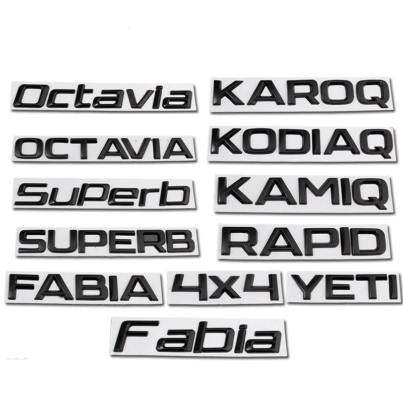 

Metal Car Rear Trunk Letters Logo Replace Badge Emblem Stickers For Skoda Octavia SUPERB FABIA KAMIQ KAROQ KODIAQ RAPID Yeti 4X4