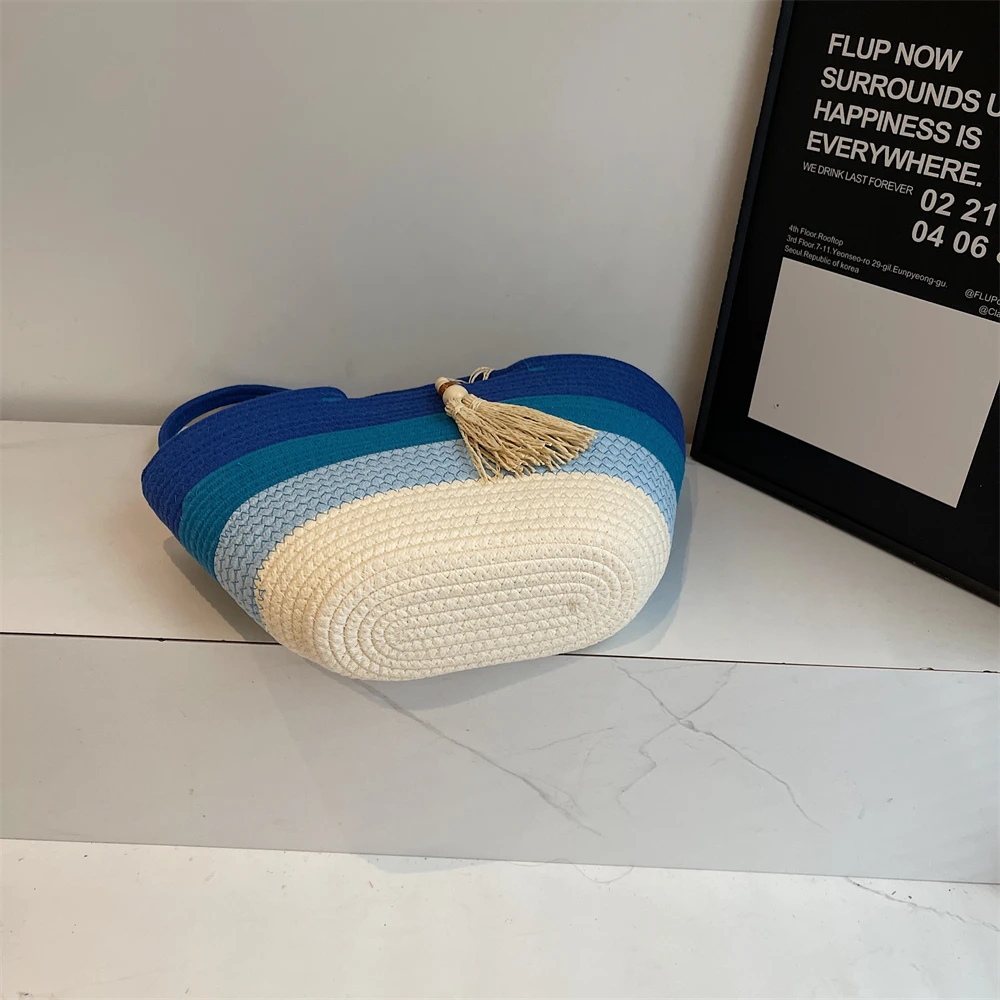 Striped Cotton Rope Tote with Tassel 16 S729fca36f9404a5ab03564ef46850e261