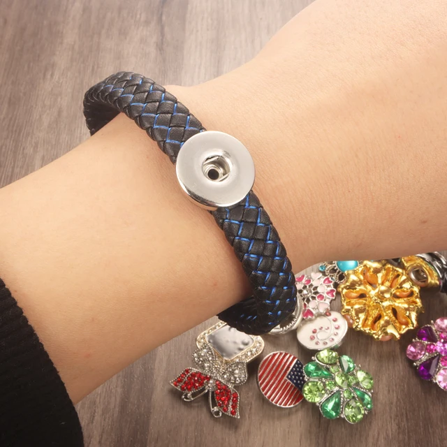 Bracelet Punk Rock 059 Rétro en Cuir PU avec Bouton Pression, Bijoux à Breloques pour Femme, Homme, Adolescent et Étudiant, 18mm 2