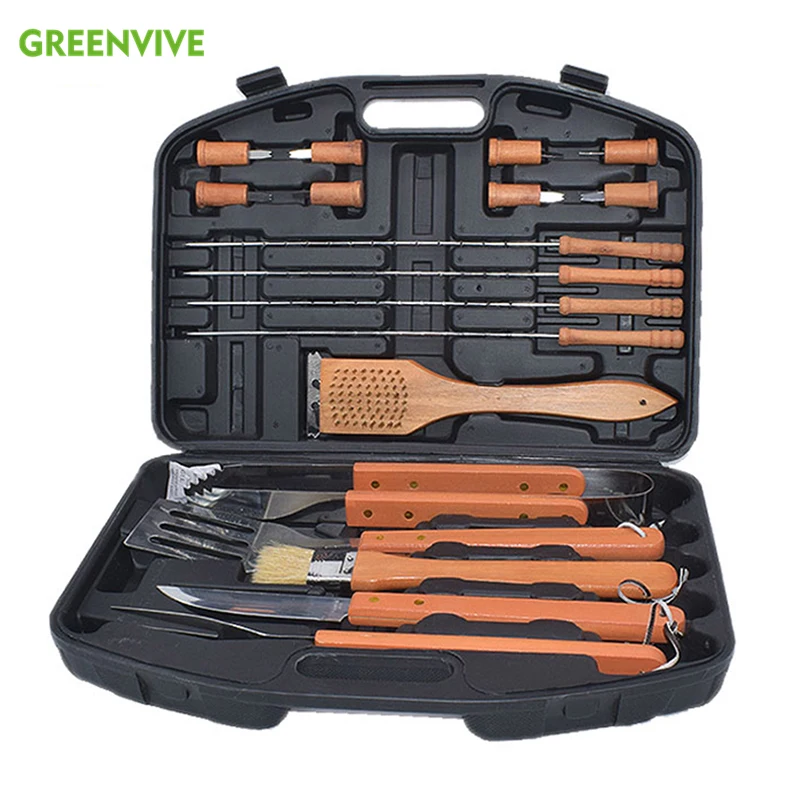18 Pcs BBQ Tools Set Stainless Steel Wooden Handle Barbecue Kit Outdoor Camping Plastic Box Home BBQ Barbecue Grill Tool Set
18 Pcs BBQ Tools Set Stainless Steel Wooden Handle Barbecue Kit Outdoor Camping Plastic Box Home BBQ Barbecue Grill Tool Set