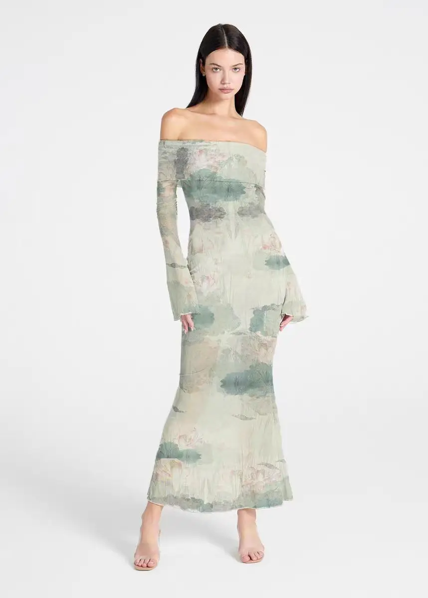 

Женское платье с одним плечом Lotus Pond Moonlight