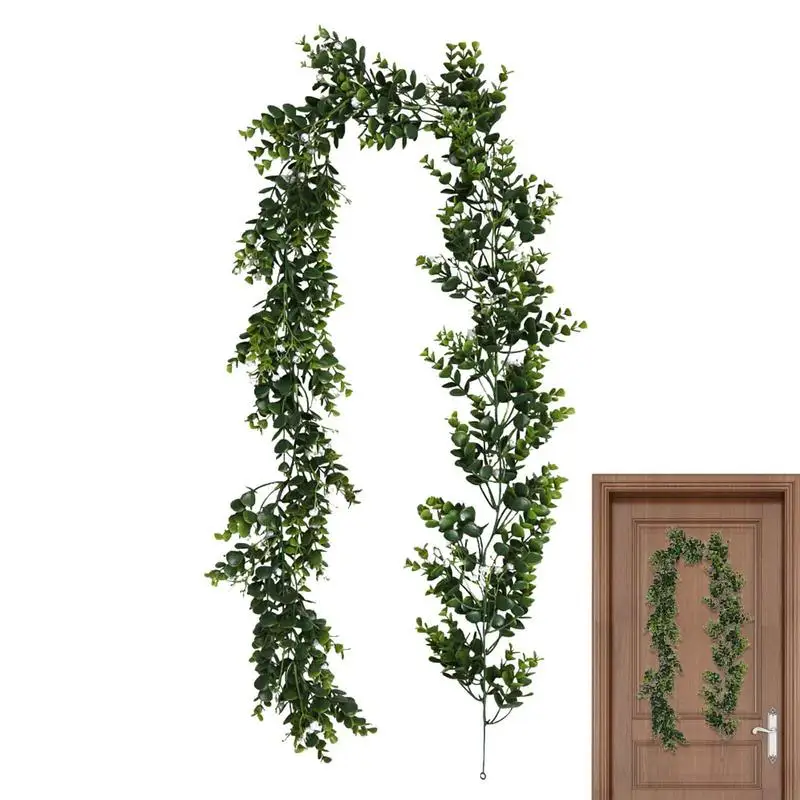 

Гирлянда из эвкалипта с цветами, 5,9 футов, искусственный Рождественский венок из эвкалипта, гирлянда, домашний декор, регулируемая зеленая Гирлянда для