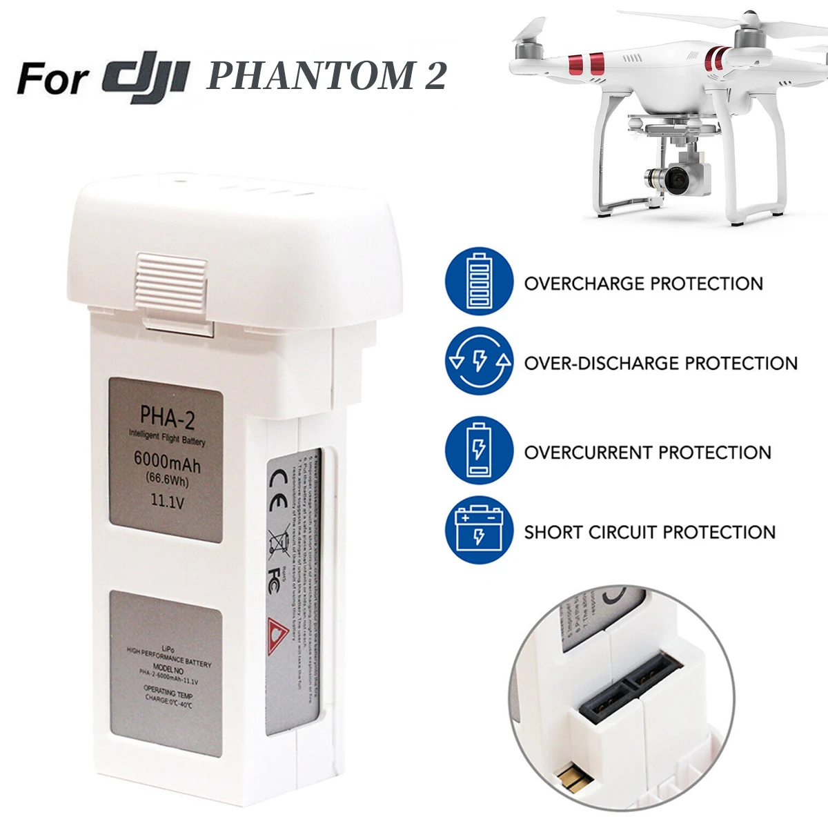 Новый аккумулятор Phantom 2 большой емкости 6000 мАч для дрона DJI Phantom 2 Vision series 
Новый аккумулятор Phantom 2 большой емкости 6000 мАч для дрона DJI Phantom 2 Vision series