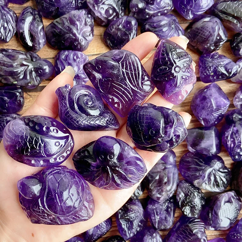 Natural Amethyst Fish Turtle Carving Crystal, Marine Biology, Handicraft Ornaments Gift, Energy Purple Gemstone, Home Decoration
Natural Amethyst Fish Turtle Carving Crystal, Marine Biology, Handicraft Ornaments Gift, Energy Purple Gemstone, Home Decoration