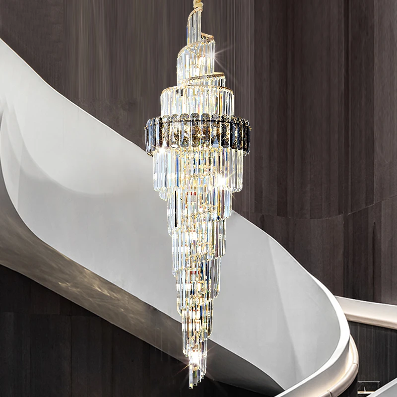 

Hotel Banquet Hall Crystal Metal Pendant Light Villa High Ceiling Custom Luminaire Modern Indoor Custom Luxury Large Chandelier