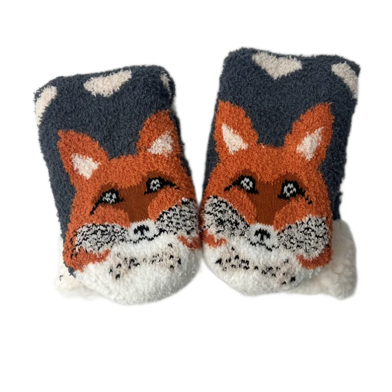 

Womens Thermal Socks Winter Fox Unicorn Animal Warm Home Indoor Floor Sock Soft Female Non Slip Grip Comfy Fuzzy Slipper Sock