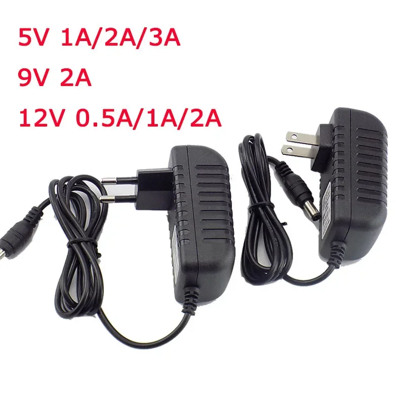 

Power Adapter AC to DC 100-240V Supply Charger adapter 5V 12V 9V 1A 2A 3A 0.5A US EU Plug 5.5mm x 2.5mm for CCTV LED Strip Lamp