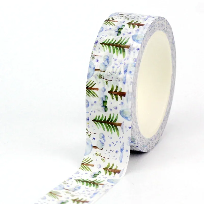 

1PC 10M Decor Winter Xmas Trees Snowing Washi Tape for Diary Gift Wrapping Adhesive Masking Tape Cute Journal Stationery