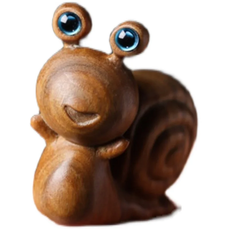 

Sandalwood Characters Play With Snails Handlebars, Cute Animals, Solid Wood Carving Small Ornaments,Handicrafts