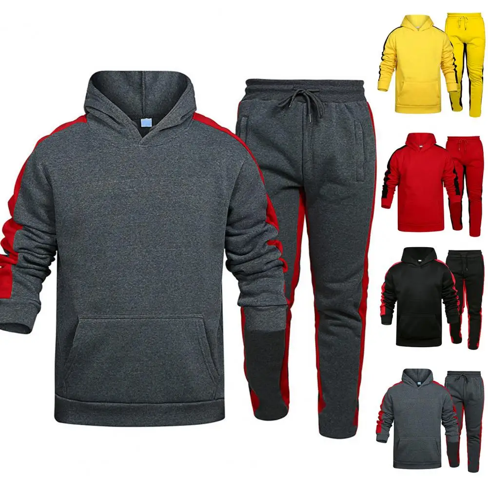 2Pcs/Set Long Sleeve Drawstring Mid-rise Sportswear Set Men Autumn Patchwork Color Pockets Hooded Sweatshirt Pants Set
2Pcs/Set Long Sleeve Drawstring Mid-rise Sportswear Set Men Autumn Patchwork Color Pockets Hooded Sweatshirt Pants Set