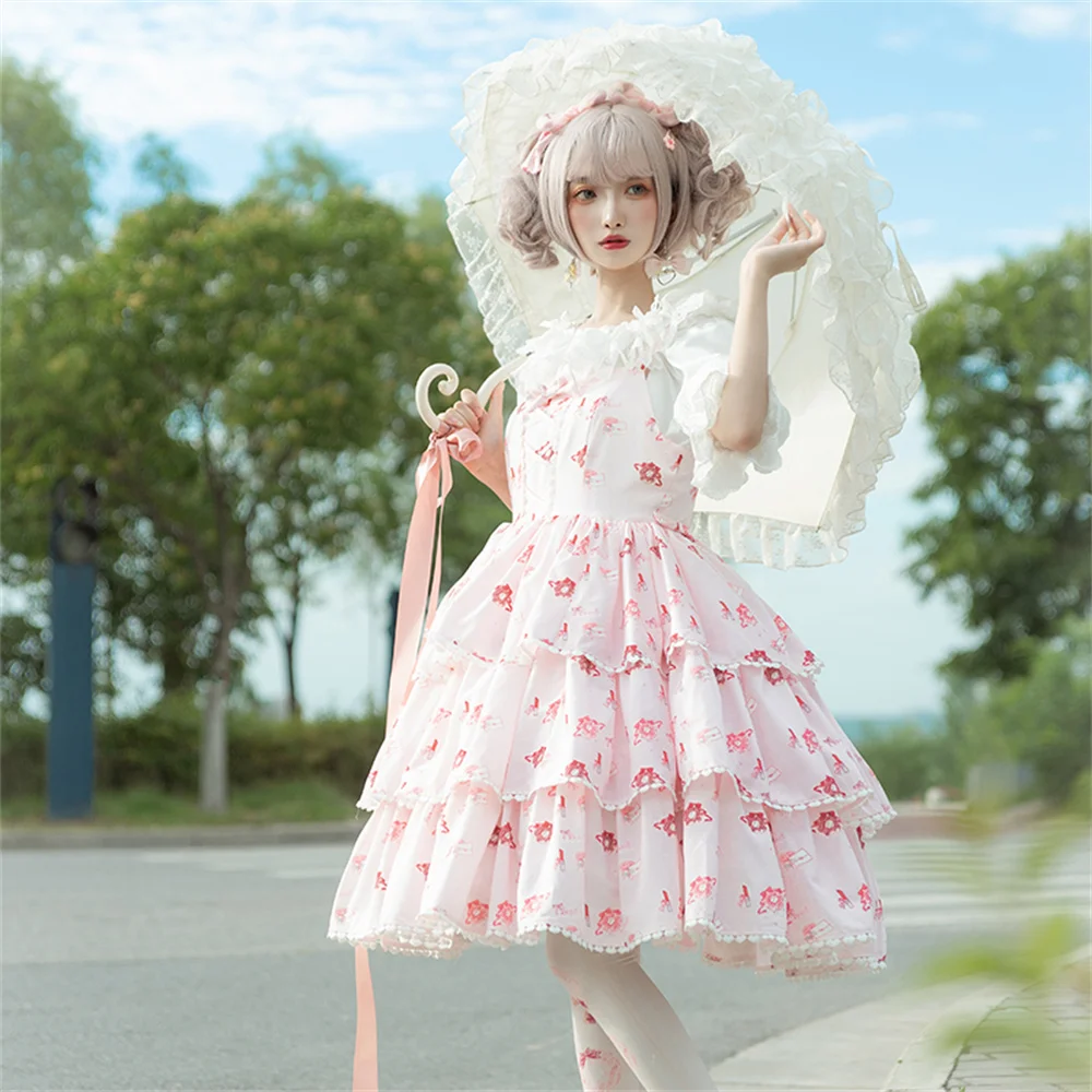 Summer Girls Cute Flower Printing Cake Vestidos Lolita Dress Sweet Girls Tea Party High Waist Princess Bowknot Cos Lolita Jsk
Summer Girls Cute Flower Printing Cake Vestidos Lolita Dress Sweet Girls Tea Party High Waist Princess Bowknot Cos Lolita Jsk