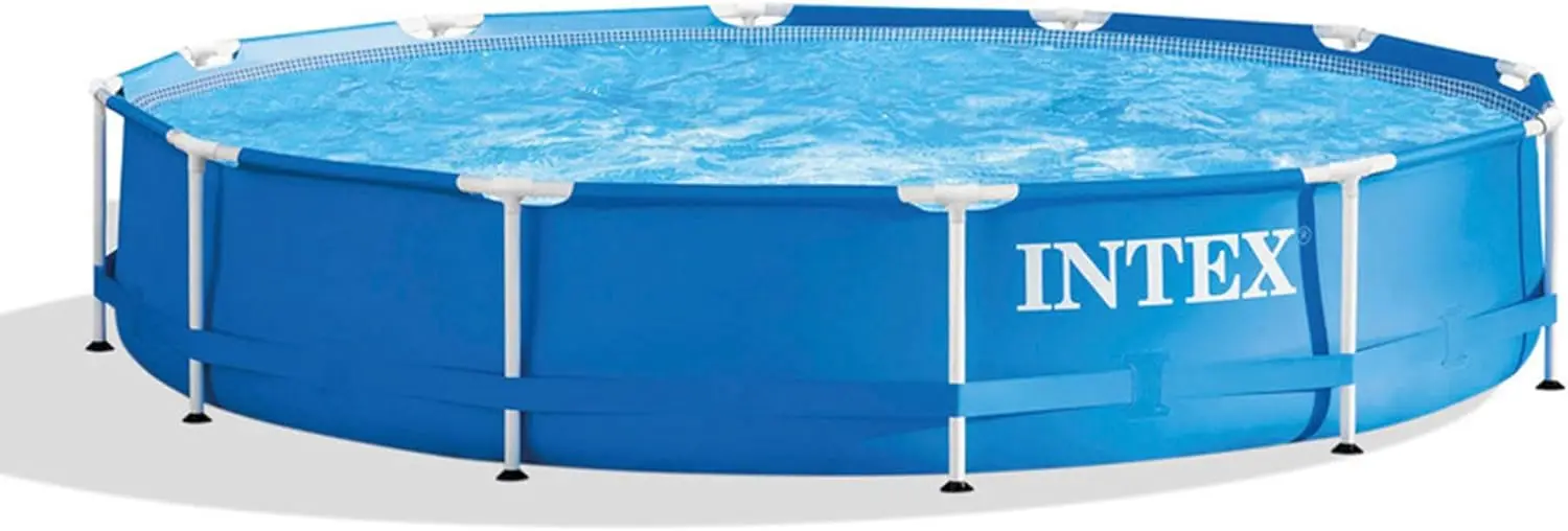 Intex Metal Frame 12 ft x 30 in Round Above Ground Outdoor Backyard Swimming Family Pool for Kids and Adults Ages 6 and Up, Blue
Intex Metal Frame 12 ft x 30 in Round Above Ground Outdoor Backyard Swimming Family Pool for Kids and Adults Ages 6 and Up, Blue