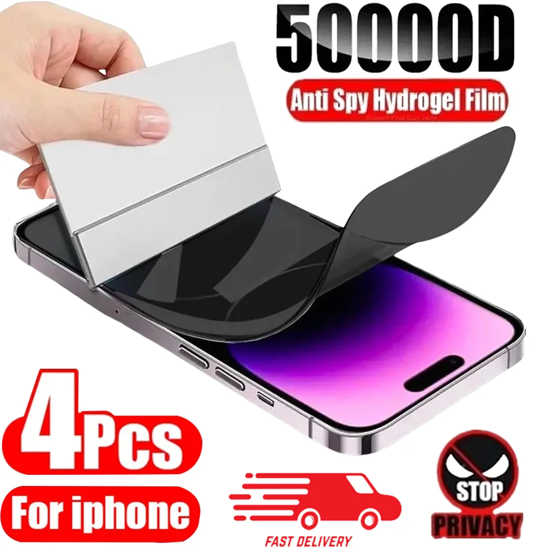 

4Pcs Anti-Spy Hydrogel Film for IPhone 13 14 15 11 12 Pro Max Mini 7 8 Plus Privacy Screen Protector for IPhone XS MAX X XR SE