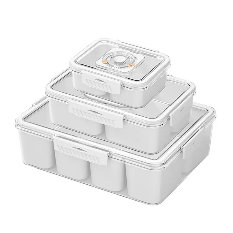 

Portable Kitchen Spices Storage Box With Lid Divided Serving Kitchen Tray Compartment Spices Organizer Seasoning Storage Box