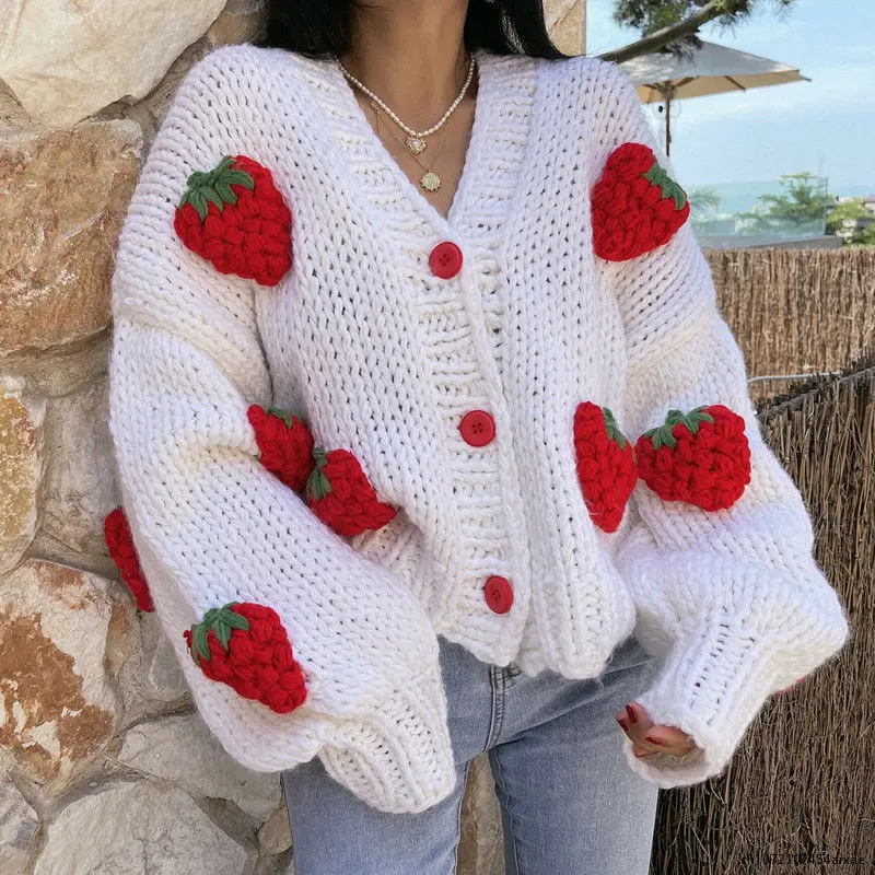 Oversize Women Sweater Cardigan Spring Autumn Puff Sleeve Strawberry Sweet Full Cardigans Loose Girls Sweater Euro-America Style
Oversize Women Sweater Cardigan Spring Autumn Puff Sleeve Strawberry Sweet Full Cardigans Loose Girls Sweater Euro-America Style