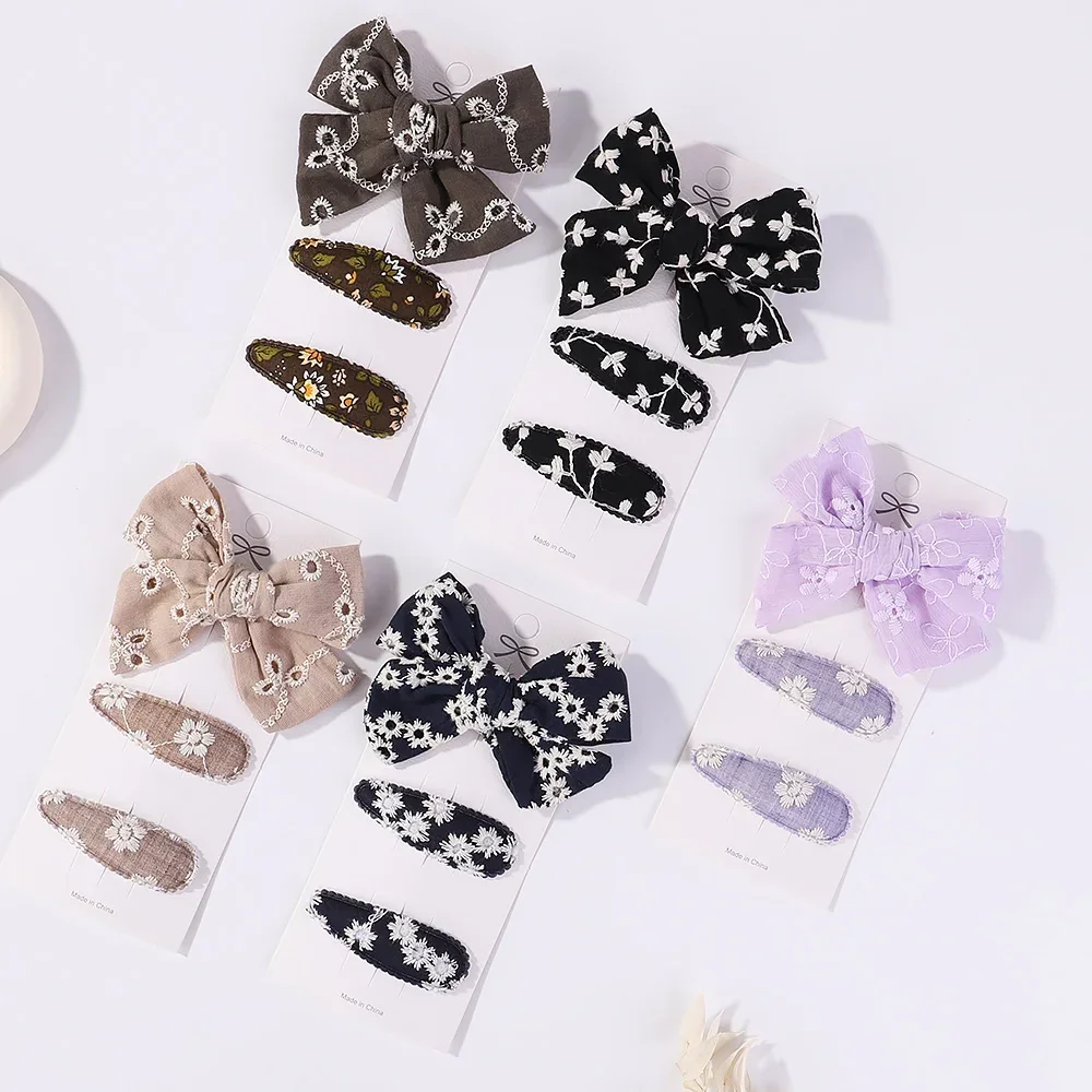 3Pcs/lot Embroidery Flower Bow HairPins Children Hair Clips Geometric Sweet Girls Hair Accessories Vintage Cotton Barrettes
3Pcs/lot Embroidery Flower Bow HairPins Children Hair Clips Geometric Sweet Girls Hair Accessories Vintage Cotton Barrettes