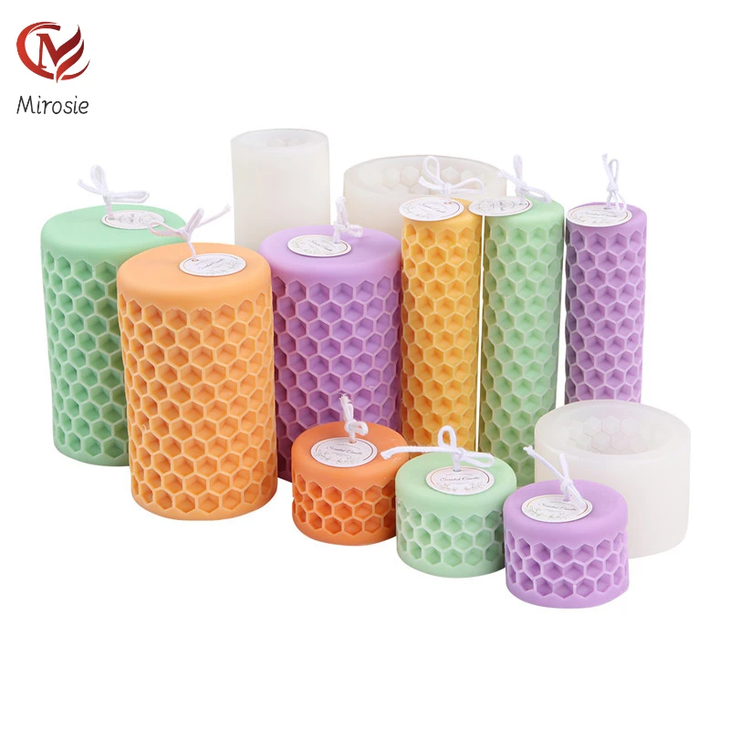 

Mirosie Silicone Cylindrical Honeycomb Scented Candle Mold DIY Plaster Fondant Handmade Soap Mold Candle Making Supplies