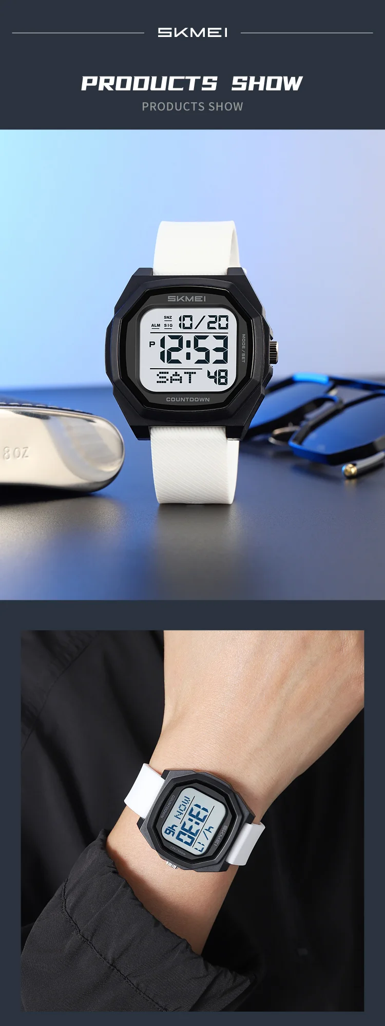 SKMEI Men Sport Casual Watch Matte Black Octagon Case Silicone Nylon Band Digital Display 50M Waterproof Countdown Watches 2495 SKMEI Men Sport Casual Watch Matte Black Octagon Case Silicone Nylon Band Digital Display 50M Waterproof Countdown Watches 2495
