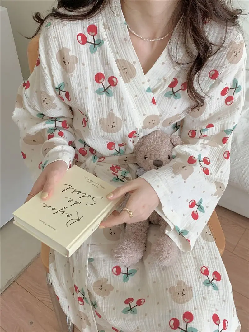 Women's Pajamas Home Clothes Night Dress Robe Long Sleeve Korea Woman Summer Offer Sleepwear Sexy Korean Attractive Nightwear Women's Pajamas Home Clothes Night Dress Robe Long Sleeve Korea Woman Summer Offer Sleepwear Sexy Korean Attractive Nightwear