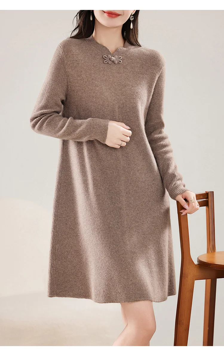 فستان نسائي طويل محبوك ، صوف ميرينو ، فستان تنحيف ، الأكثر مبيعًا في الشتاء والخريف ، جديد فستان نسائي طويل محبوك ، صوف ميرينو ، فستان تنحيف ، الأكثر مبيعًا في الشتاء والخريف ، جديد