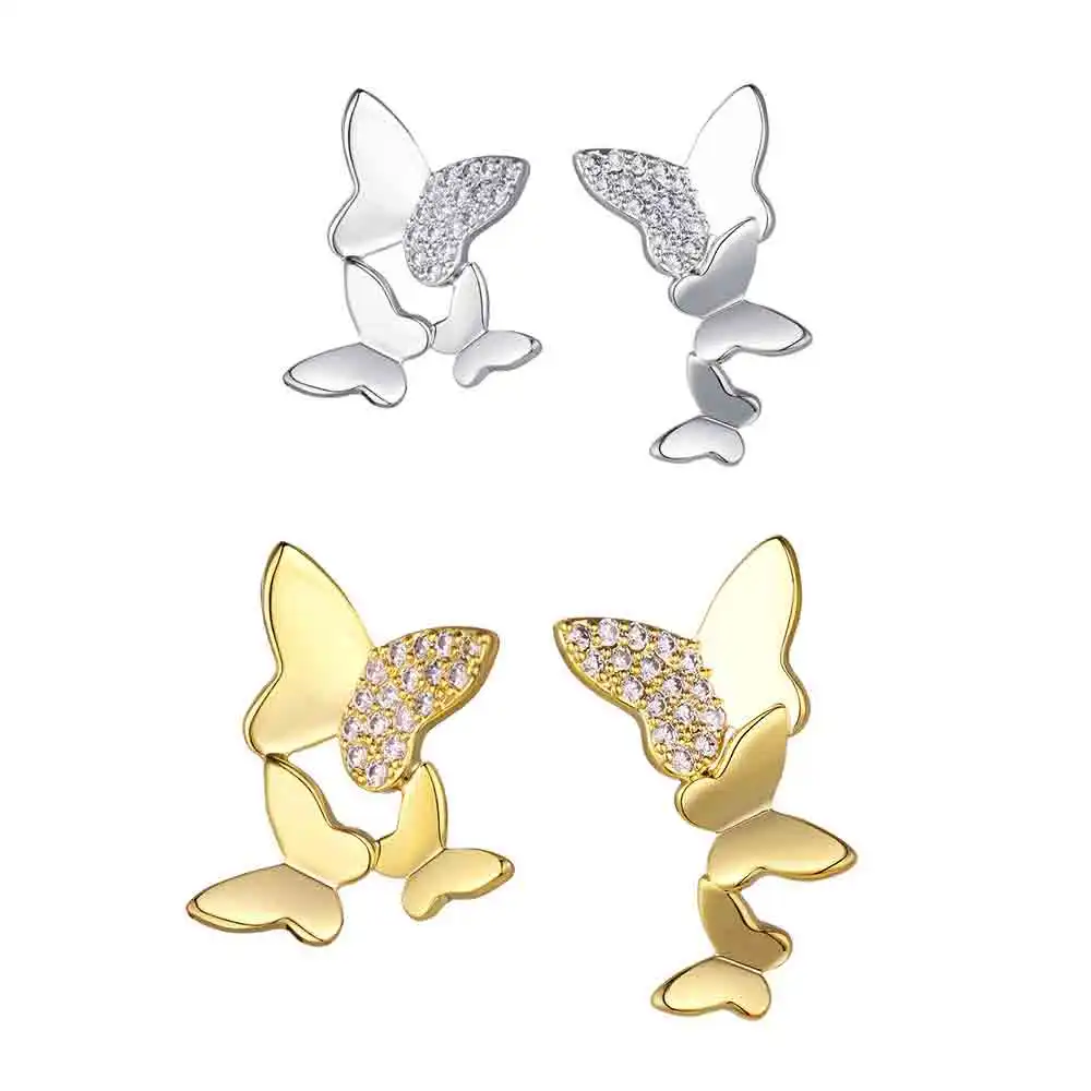 

Dorado Cute Three Butterflies Zircon Asymmetry Drop Earrings For Women Girls Fashion Irregular Brincos 2023 Daily Gifts Jewelry