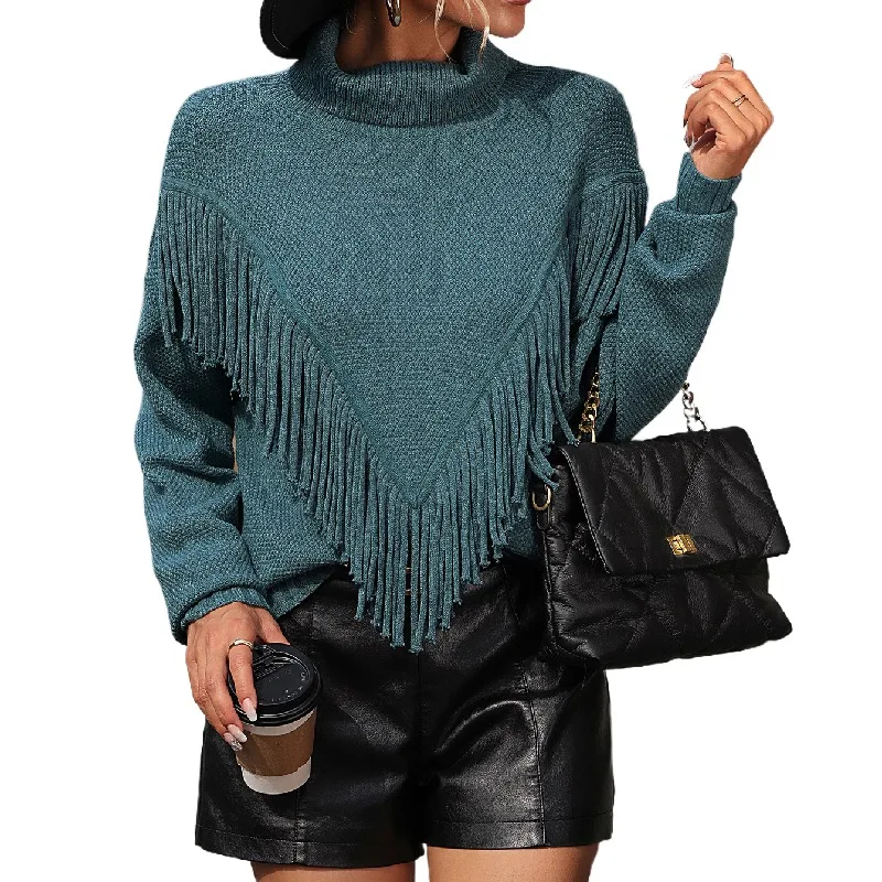 2023 Autumn And Winter Fashion Fringe Knit Coat Loose Turtleneck Pullover Sweater Women's Temperament Commuter Party Clothing
2023 Autumn And Winter Fashion Fringe Knit Coat Loose Turtleneck Pullover Sweater Women's Temperament Commuter Party Clothing