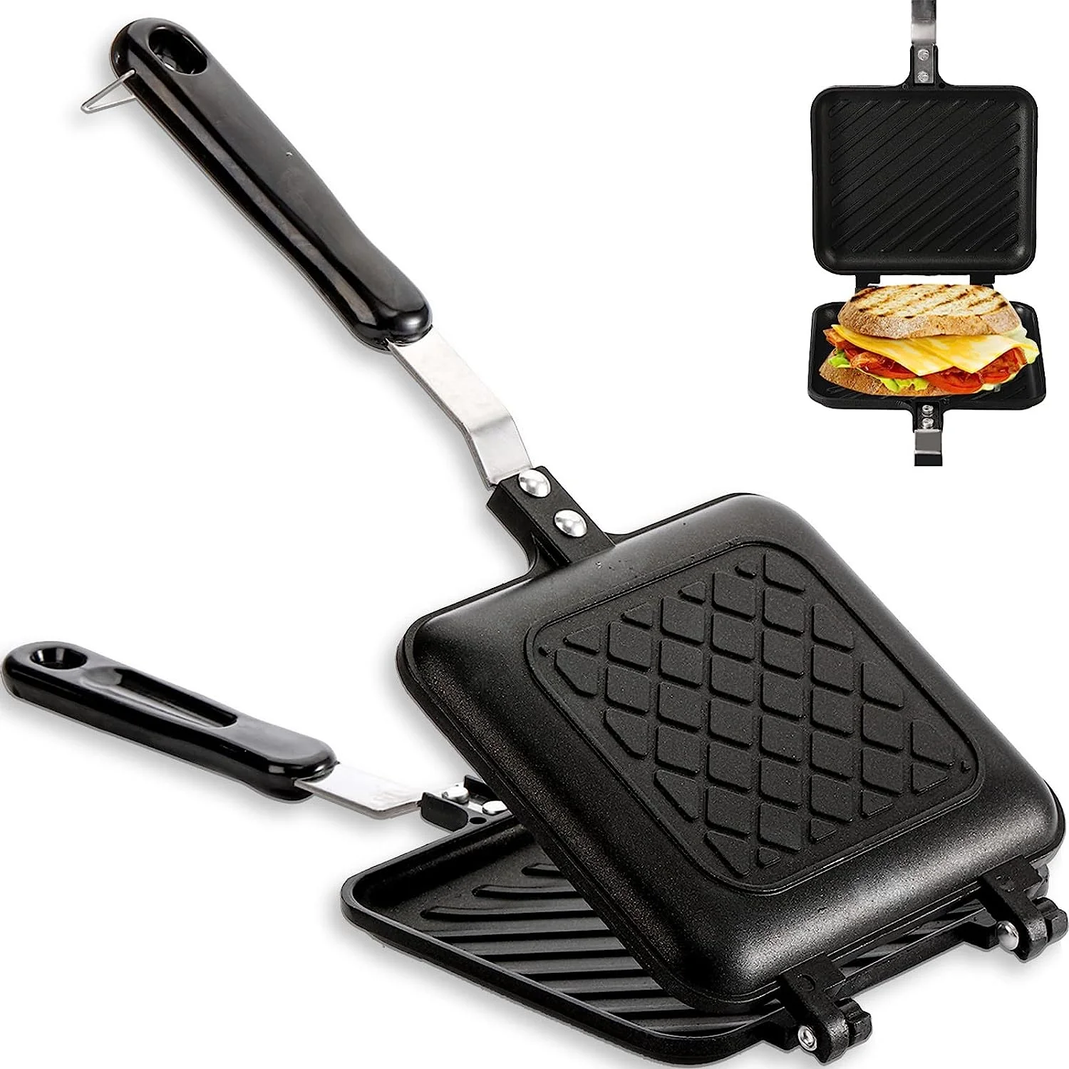 

Gas Non-Stick Sandwich Maker Iron Bread Toast Breakfast Machine Waffle Pancake Baking Barbecue Oven Mold Mould Grill Frying Pan