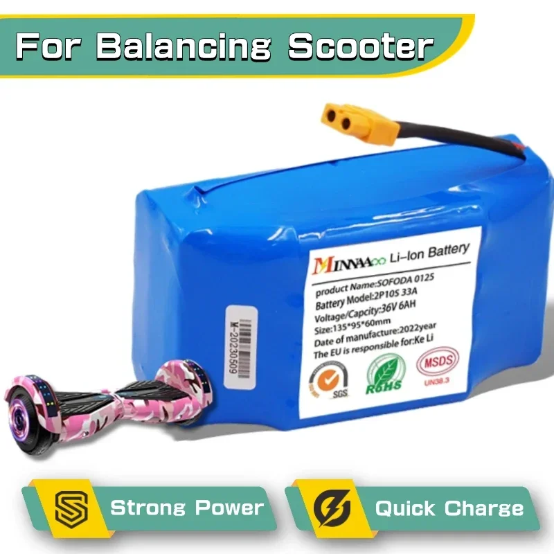 

For electric self balance scooter hoverboard unicycle 36V 12A battery rechargeable li-ion battery