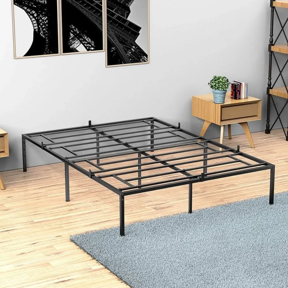 

Full Metal Platform Bed Frame with Sturdy Steel Beds Slats,Mattress Foundation No Box Spring Needed Large Storage Black BedFrame