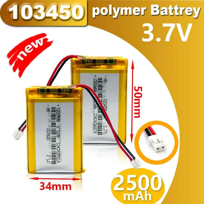 

3.7V 103450 Polymer Lithium Battery ,2500 mAh Rechargeable 103450 Polymer Battery for MP5,Toys,Cameras, GPS, Bluetooth, Speakers