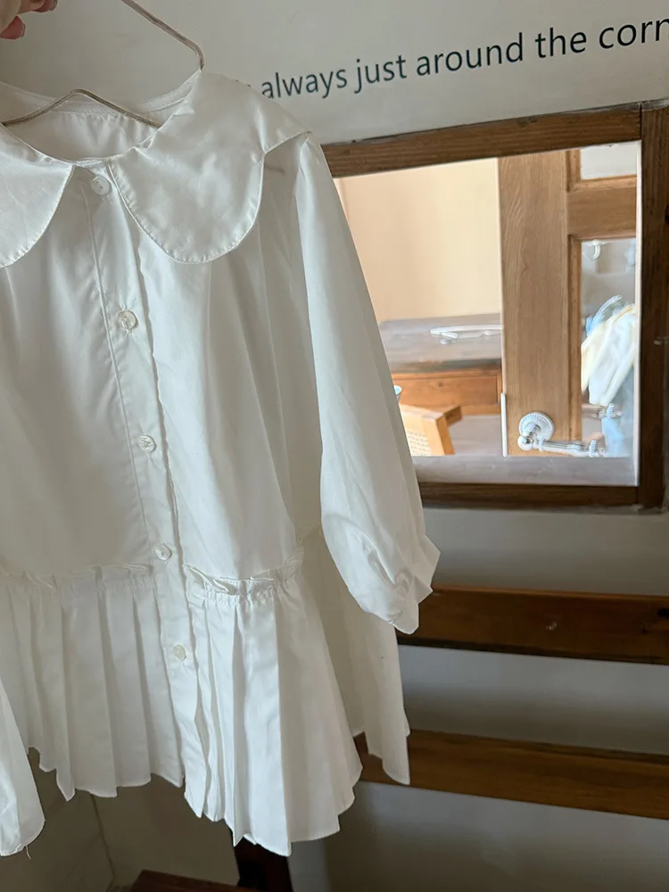 2025 Autumn New Girls Preppy Style Pleated Dress Solid Children Long Sleeve Dress Baby Girl Large Lapel Loose Dress Kids Clothes 33 S72c3542e6208482dab6bf25288edf0c5p