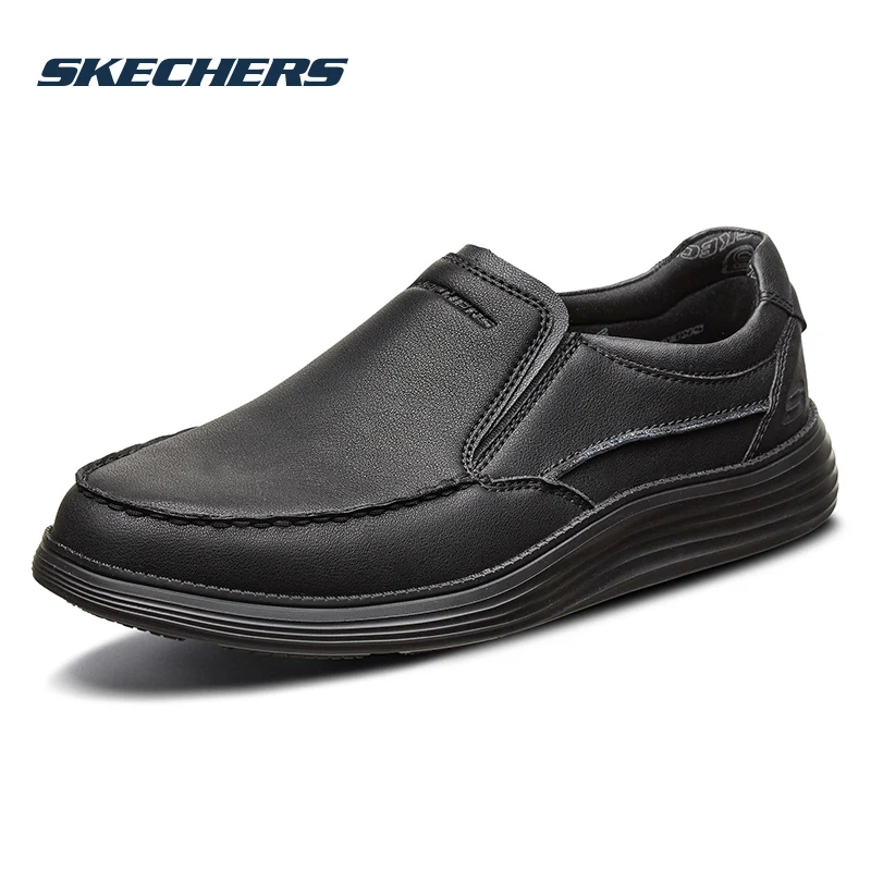 

Skechers Men Shoes Casual Business Leather Loafers Non Slip Walking Breathable Slip on Shoes Male Work Office Driving Sneakers