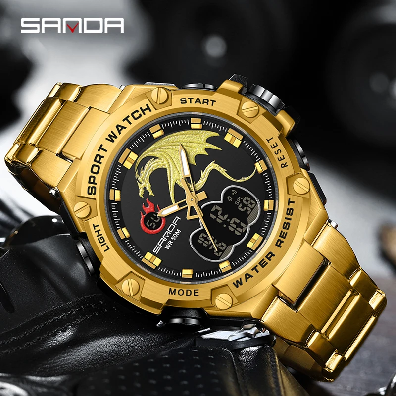 SANDA LED Digital Men Watche Stainless Steel Outdoor Sport Running Waterproof Double Display Electronic Military Wristwatch Male
SANDA LED Digital Men Watche Stainless Steel Outdoor Sport Running Waterproof Double Display Electronic Military Wristwatch Male