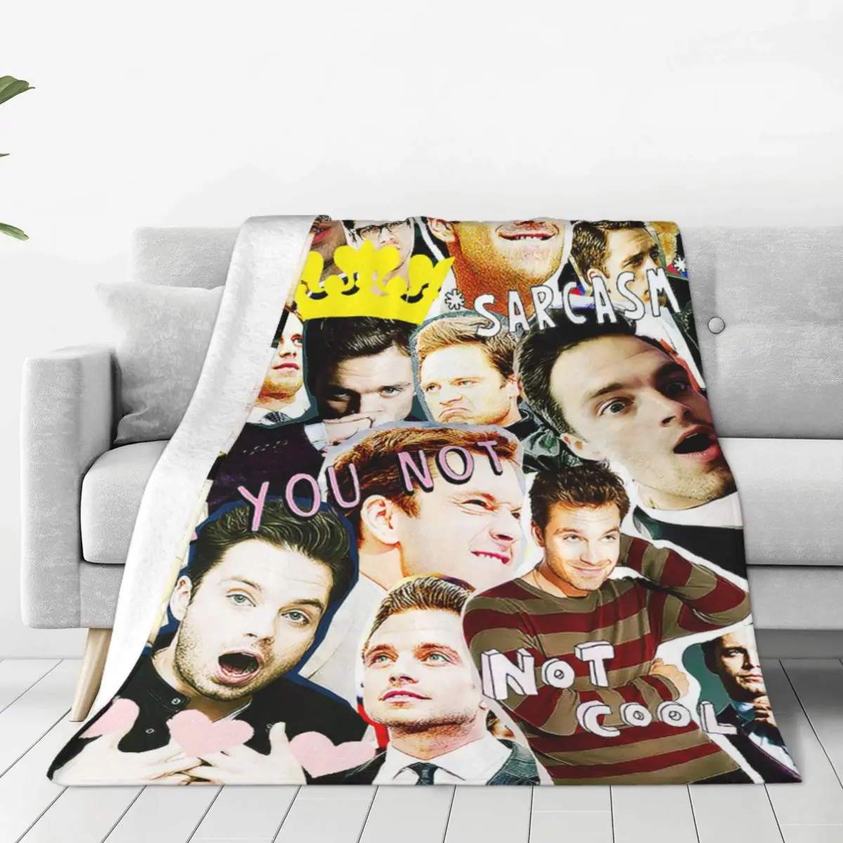 

Sebastian Stan Collage Actor Blanket Fleece Summer Autumn Winter Portable Warm Throw Blankets for Bed Office Plush Thin Quilt