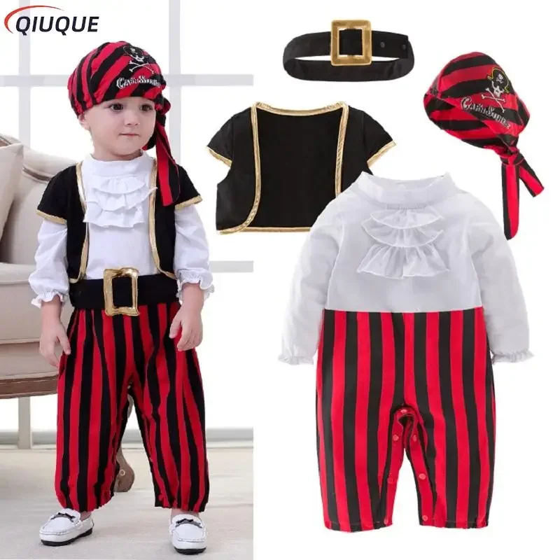 

Костюм пиратского капитана для косплея, детский комбинезон, боди для мальчиков, Рождественская модная одежда, костюмы на Хэллоуин, детские комбинезоны