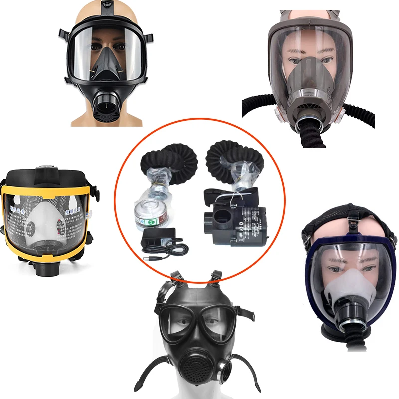 

Workplace Safety Supplie respirator Protective Electric Constant Flow Supplied Air Fed Respirator System Full Face Gas Mask