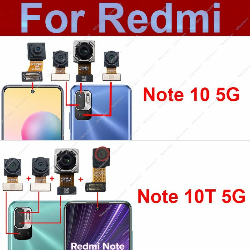 

Main Front Rear Camera For Xiaomi Redmi Note 10 5G/Note 10T 5G Big Primary Back Front Selfie Samll Facing Camera Flex Cable Part