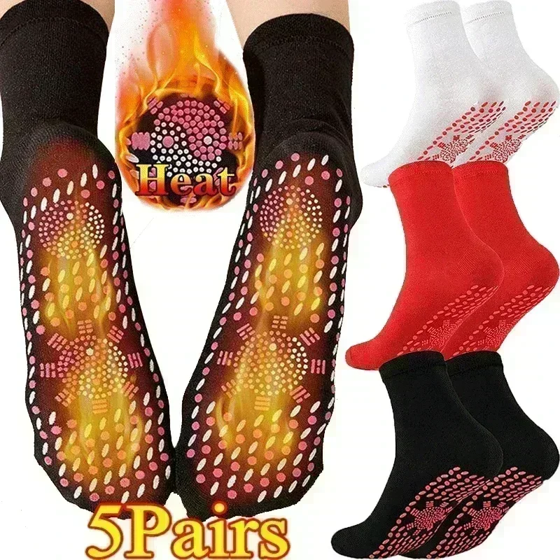 

1/5pairs Tourmaline Self-Heating Socks Winter Warm Thermal Health Care Socks Slimming Health Short Sock Magnetic Therapy Sock