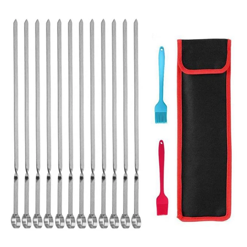 Quality 12 Pcs Flat Barbecue Skewers,Reusable Barbecue Skewers,With Baking Brush,For Meat Shrimp,Chicken,Vegetables,Barbecue,Etc
Quality 12 Pcs Flat Barbecue Skewers,Reusable Barbecue Skewers,With Baking Brush,For Meat Shrimp,Chicken,Vegetables,Barbecue,Etc