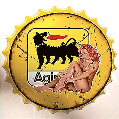 

Royal Tin Sign Bottle Cap Metal Tin Sign Manufacturing Company Diameter 13.8 inches, Round Metal Signs for Home and Kitchen