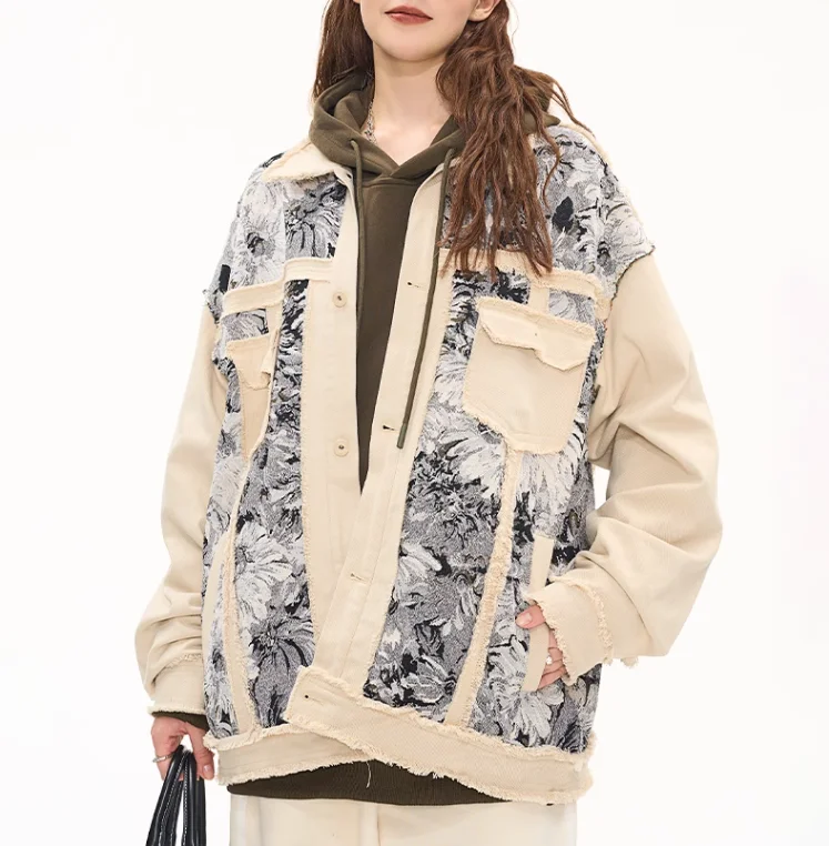 Streetwear Outwear Jacket Lady Casual Loose Oversize Denim Coat Vintage Long Sleeve Floral Jacquard Denim Jackets for Women
Streetwear Outwear Jacket Lady Casual Loose Oversize Denim Coat Vintage Long Sleeve Floral Jacquard Denim Jackets for Women
