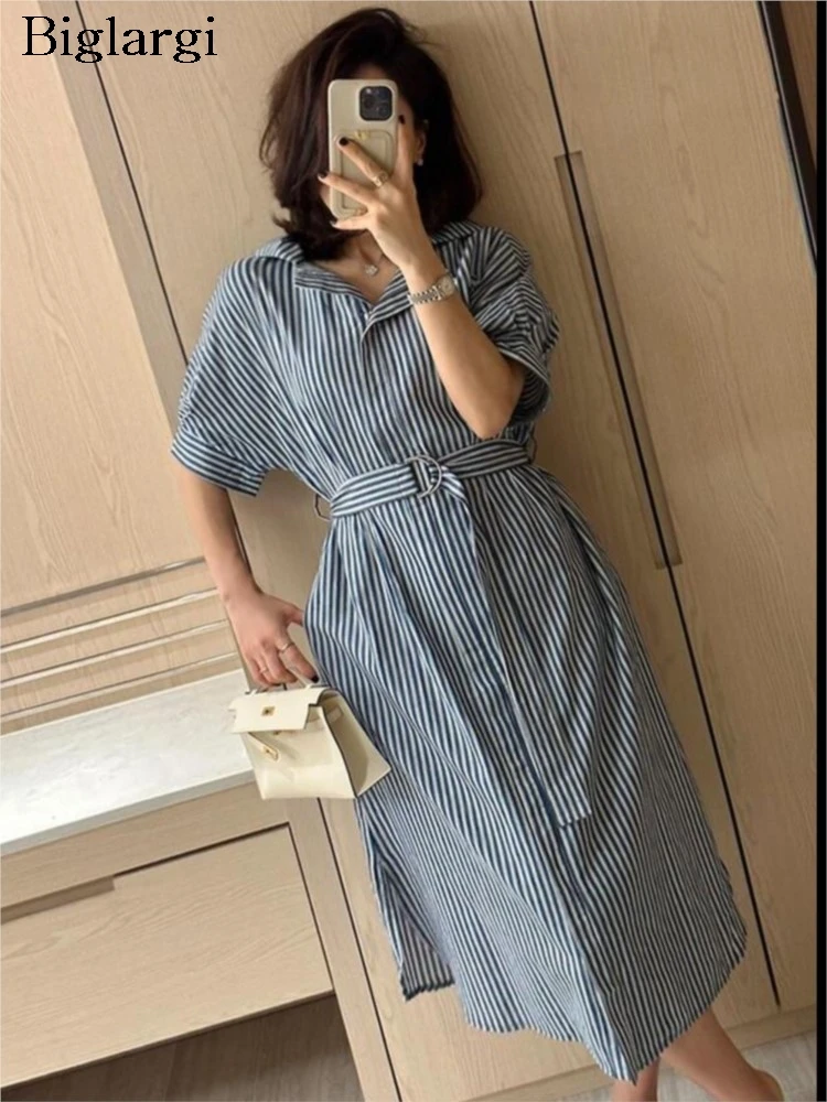 Summer Midi Striped Print Dress Women Short Sleeve Modis Ruffle Irregular Pleated Ladies Dresses Short Sleeve Korean Woman Dress
Summer Midi Striped Print Dress Women Short Sleeve Modis Ruffle Irregular Pleated Ladies Dresses Short Sleeve Korean Woman Dress