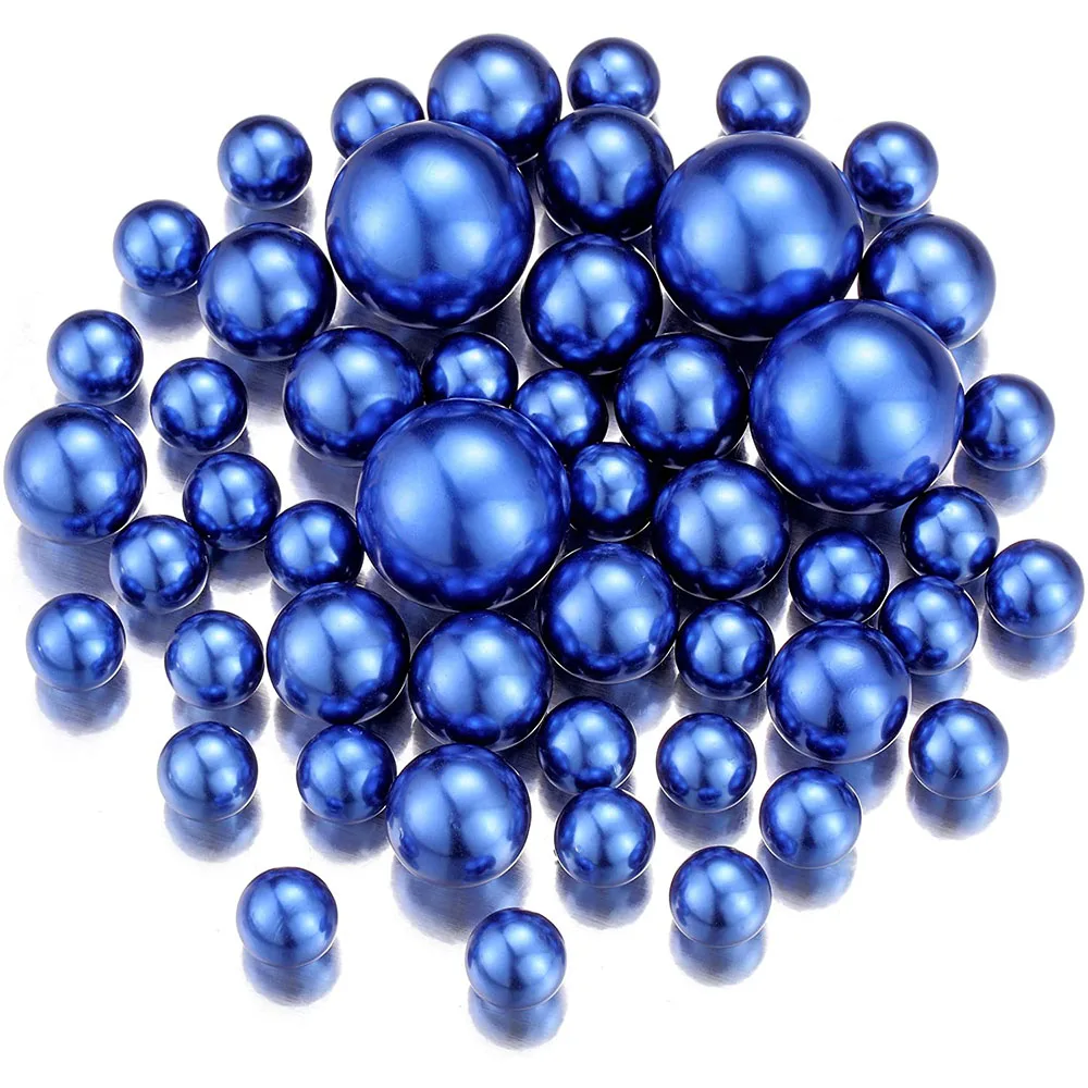 

40 PCS Blue Floating Pearls Beads for Vases No Hole Highlight Pearl Bead Vase Fillers for Centerpieces, 30mm, 20mm, and 14mm
