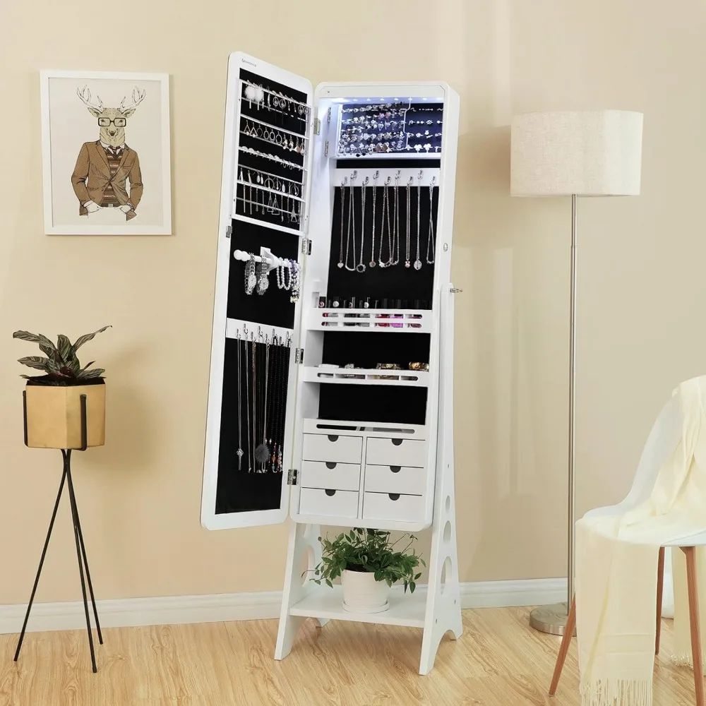 SONGMICS Jewelry Cabinet Armoire with 8 LED Lights, Frameless Beveled-Edge Mirror, Free-Standing, Large Capacity
SONGMICS Jewelry Cabinet Armoire with 8 LED Lights, Frameless Beveled-Edge Mirror, Free-Standing, Large Capacity
